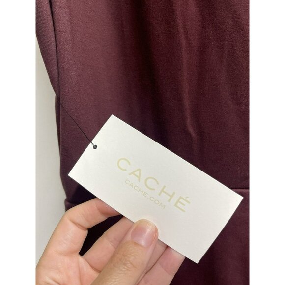 NEW Cache NWT Ponte Sheath Midi Sleeveless Dress In Chocolate Brown Size Medium - Picture 8 of 14